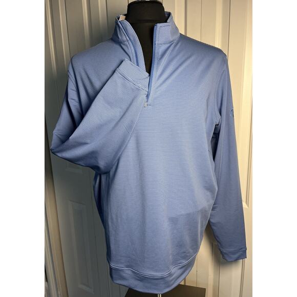 Peter Millar Woman’s Blue Quarter Zip Golf Long Sleeve Polo Large NWT Arm Logo - Picture 1 of 9